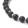 Natural Lava Rock & Synthetic Turquoise Rosary Bead Necklace NJEW-JN04238-7