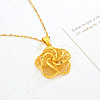 Vintage Gothic Brass Hollow Flower Pendant Dapped Chain Necklaces for Women UA5316-1
