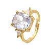 Brass Micro Pave Cubic Zirconia Finger Rings for Women RJEW-F181-11G-7