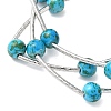 Round Synthetic Turquoise Beads Multi-strand Bracelets for Women BJEW-JB12335-02-3