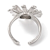 Rack Plating Flower Brass Open Cuff Rings for Women RJEW-S242-11P-3