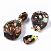 Assembled Synthetic Bronzite and Imperial Jasper Openable Perfume Bottle Pendants G-S366-060D-3