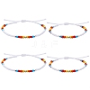 4Pcs 4 Style Glass Seed & 303 Stainless Steel Braided Bead Bracelets and Anklets Set SJEW-SW00003-06-1