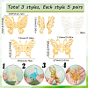 15Pcs 3 Styles Hollow Butterfly Acrylic Mirror Effect Cake Toppers DIY-SC0024-81A-2