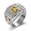 304 Stainless Steel Micro Pave Clear Cubic Zirconia Finger Rings for Men FS-WGEF432-08-1