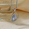 Brass Rhinestone Teardrop Pendant Necklaces for Women AT5117-2-2