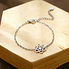 304 Stainless Steel Flower Link Bracelets WG0BE89-01-1