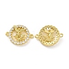 Rack Plating Brass Micro Pave Clear Cubic Zirconia Connector Charms KK-C008-04G-1