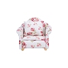 Wood & Fabric Floral Single Sofa Miniature Ornaments PW-WG40337-01-1