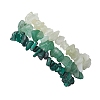 3Pcs Natural Green Aventurine & Natural Prehnite & Natural Malachite Chip Beaded Stretch Bracelet Sets BJEW-JB10862-3