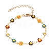 Golden Brass Flower Enamel Links Bracelets BJEW-JB05664-01-1