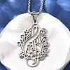 304 Stainless Steel Laser Cut Flower Musical Note Pendant Box Chain Necklaces for Women Men NJEW-E156-02P-2