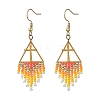 Glass Beads Braided Dangle Earrings EJEW-MZ00786-02-3
