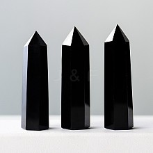 Natural Black Obsidian Pointed Prism Bar Home Display Decoration G-PW0007-108C