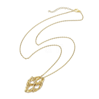 3 Pcs Crystal Stone Cage Pendant Necklaces NJEW-JN04751-02-1