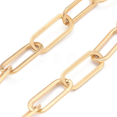 PVD Vacuum Plating 304 Stainless Steel Paperclip Chain Bracelets BJEW-O185-02G-1
