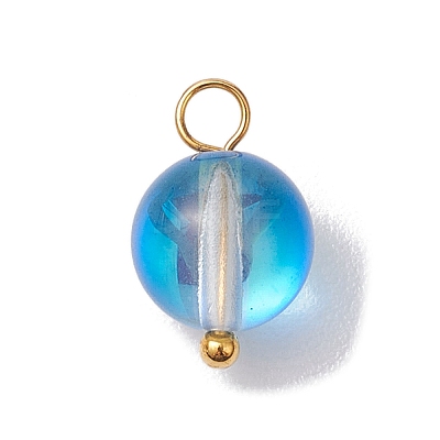Dyed Synthetic Moonstone Round Charms PALLOY-JF02690-02-1