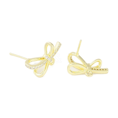 Left and Right Brass Pave Clear Cubic Zirconia Stud Earring Findings LS-KK-F875-02G-1