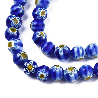 Round Millefiori Glass Beads Strands LK-P001-34-1