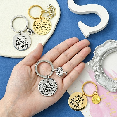 201 Stainless Steel & Alloy Enamel Keychain KEYC-YW00103-01-1