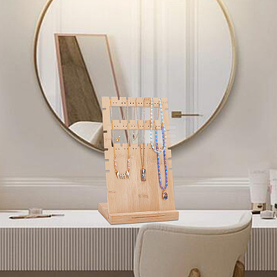 3-Tier Wooden Slant Back Jewelry Display Stands ODIS-WH0025-115-1