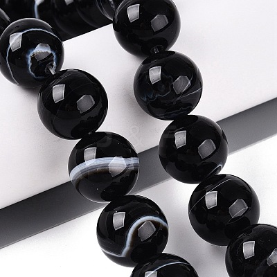 Natural Banded Agate Beads Strands G-Q608-18B-1