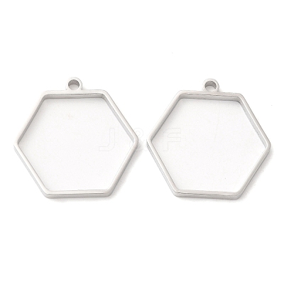 Non-Tarnish 304 Stainless Steel Open Back Bezel Hexagon Pendants STAS-Z040-12P-1