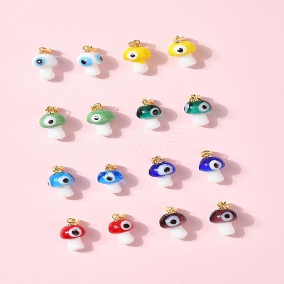 16Pcs 8 Colors Handmade Lampwork Pendants LAMP-FS0001-47-1