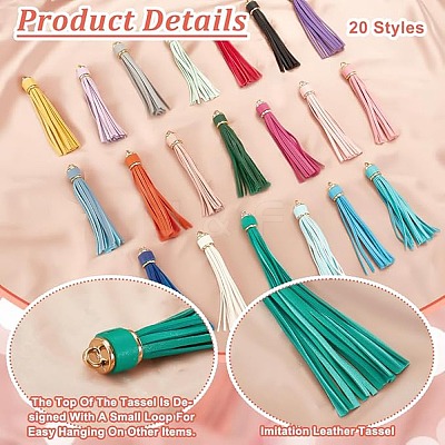 20Pcs 20 Styles Imitation Leather Tassel Big Pendants FIND-PH0021-59-1