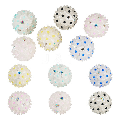 6Pcs 6 Colors Handmade Polymer Clay Rhinestone with Resin Daisy Flower CLAY-TA0001-97-1