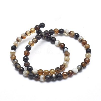 Natural Striped Agate/Banded Agate Beads Strands G-I254-03B-01-1