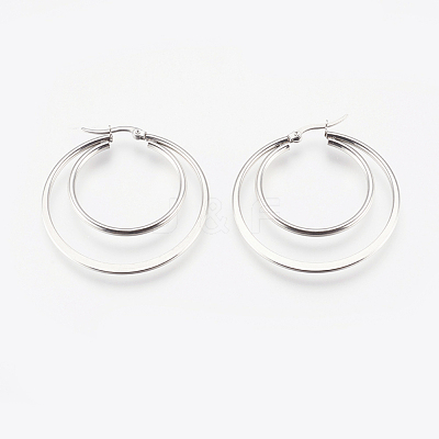Tarnish Resistant 201 Stainless Steel Hoop Earrings EJEW-I213-B-02P-1