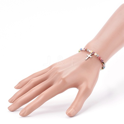304 Stainless Steel Charm Stretch Bracelets BJEW-JB05975-05-1