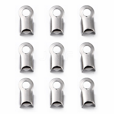 Tarnish Resistant 304 Stainless Steel Fold Over Crimp Cord Ends STAS-M009-01B-1
