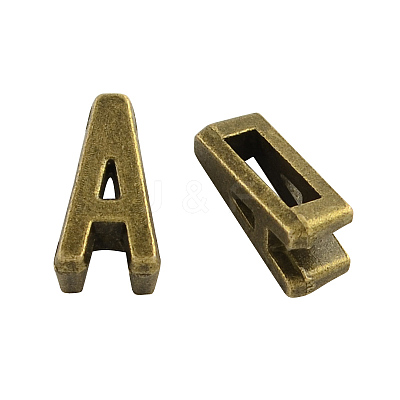 Tibetan Style Alloy Letter Slide Charms TIBEB-Q055-01AB-NR-1