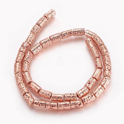 Electroplated Natural Lava Rock Beads Strands G-P400-03RG-1