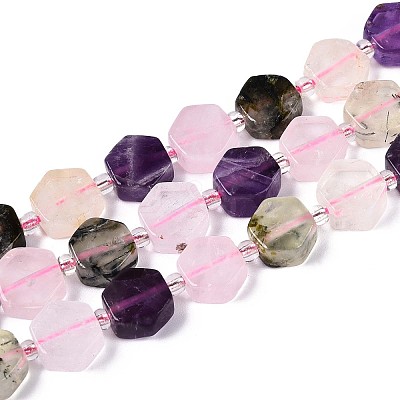 3 Styles Natural Rose Quartz & Prehnite & Amethyst Beads Strands G-P534-A25-02-1