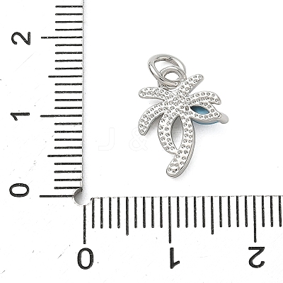 Brass Pave Light Blue Cubic Zirconia Coconut Tree Charms KK-A273-32P-1