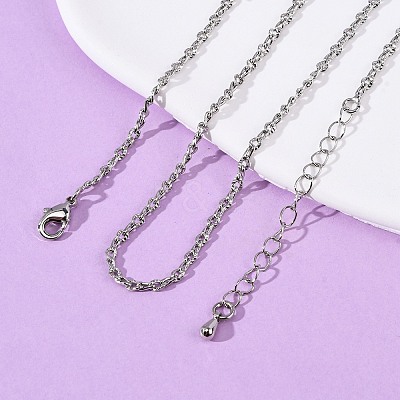 Brass Textured Twisted Chain Necklaces MAK-L045-05P-1