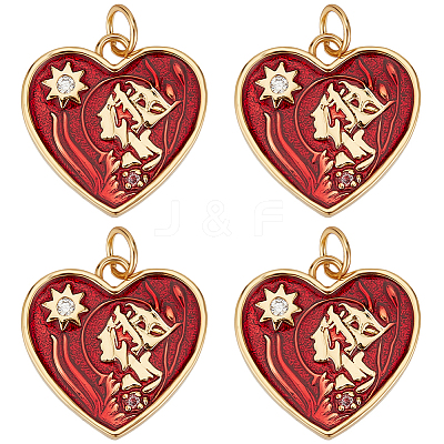6Pcs Rack Plating Brass Micro Pave Cubic Zirconia Pendants KK-BBC0010-99-1