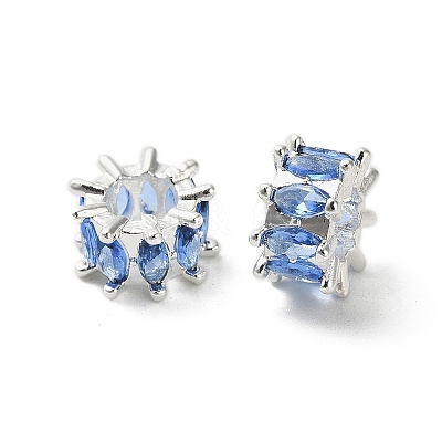 Brass Micro Pave Cubic Zirconia European Beads KK-B142-13B-03S-1