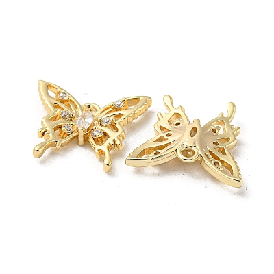 Hollow Brass Micro Pave Cubic Zirconia Pendants X-KK-H460-51G-1