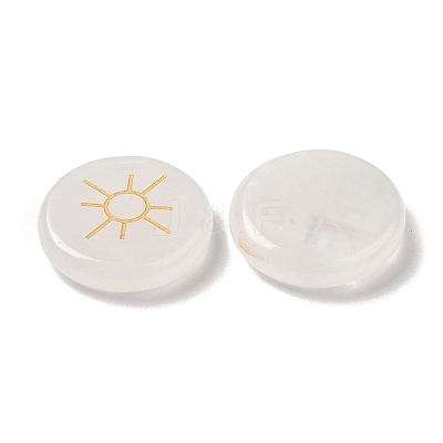 13Pcs Flat Round Natural Quartz Crystal Rune Stones G-K335-08G-1