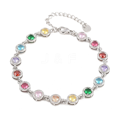 304 Stainless Steel Pave Colorful Cubic Zirconia Tennis Bracelets for Women BJEW-T023-02C-P-1