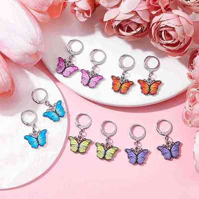Platinum Alloy Enamel Dangle Leverback Earrings EJEW-JE05586-1