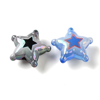 UV Plating Printed Opaque Acrylic Beads AC-CBAEAA8-19-1