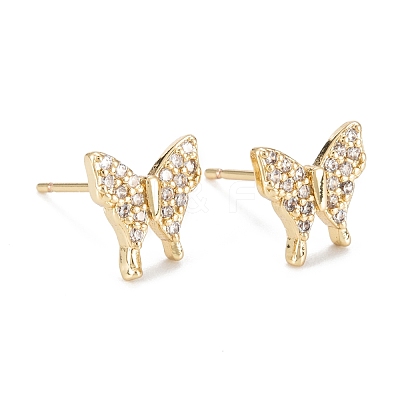 Butterfly Sparkling Cubic Zirconia Stud Earrings for Girl Women EJEW-H126-09G-1