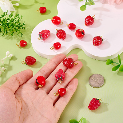 16Pcs Handmade Lampwork Pendants PALLOY-TAC0207-1