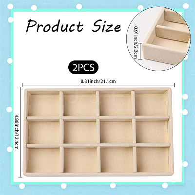 12 Grids Rectangle Wood Covered with Velvet Jewelry Trinket Display Trays AJEW-WH20054-062F-01-1