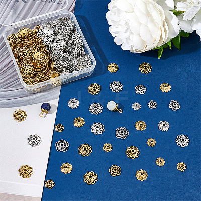 360Pcs 12 Style Tibetan Style Alloy Bead Caps FIND-PH0006-57-1